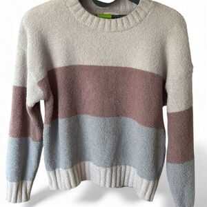 T X S Women's XL Multicolor Striped Chenille Pullover Sweater